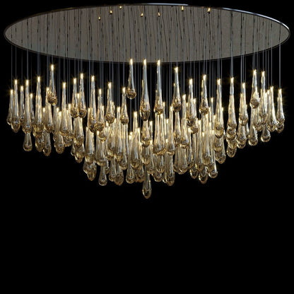 Aurelia Amber Teardrop Rain Glass Chandelier - Zelno Lighting