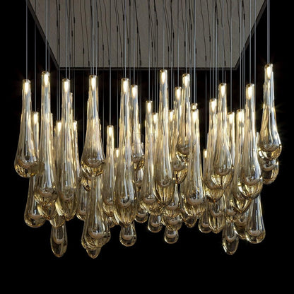 Aurelia Amber Teardrop Rain Glass Chandelier - Zelno Lighting
