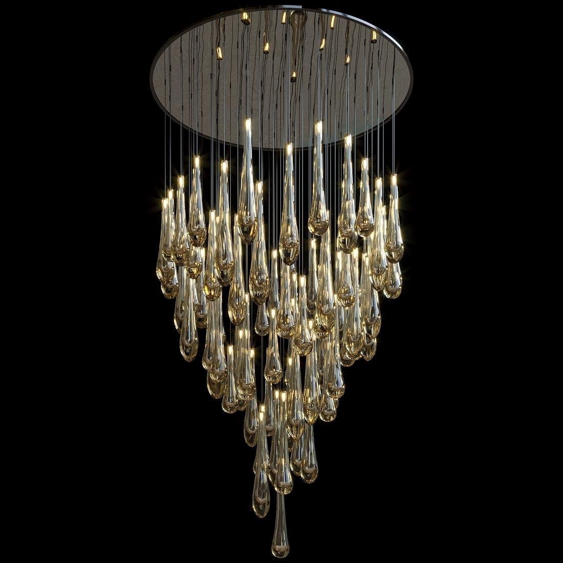 Aurelia Amber Teardrop Rain Glass Chandelier - Zelno Lighting