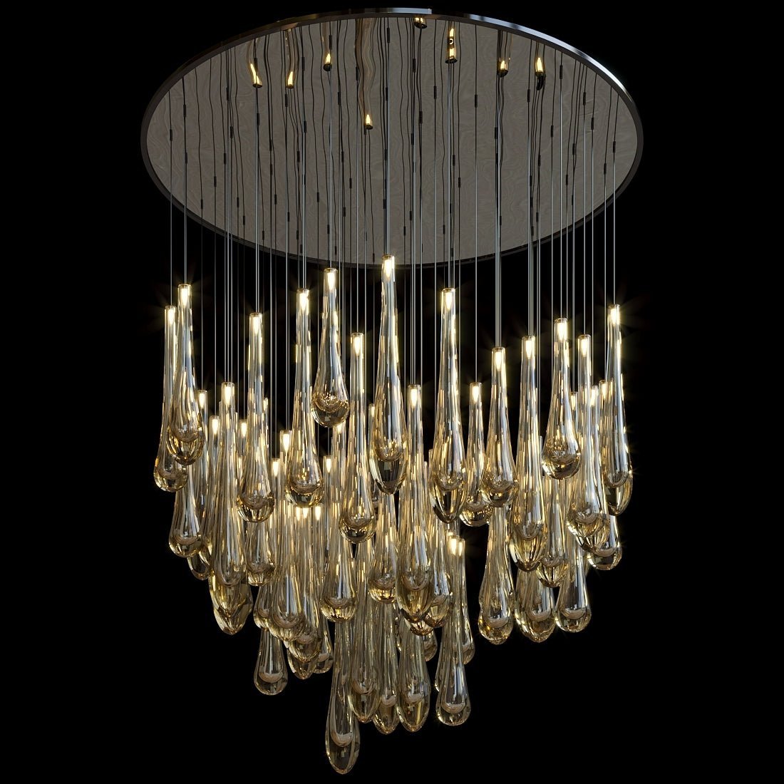 Aurelia Amber Teardrop Rain Glass Chandelier - Zelno Lighting