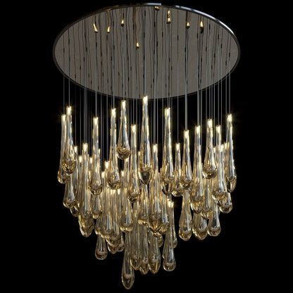 Aurelia Amber Teardrop Rain Glass Chandelier - Zelno Lighting