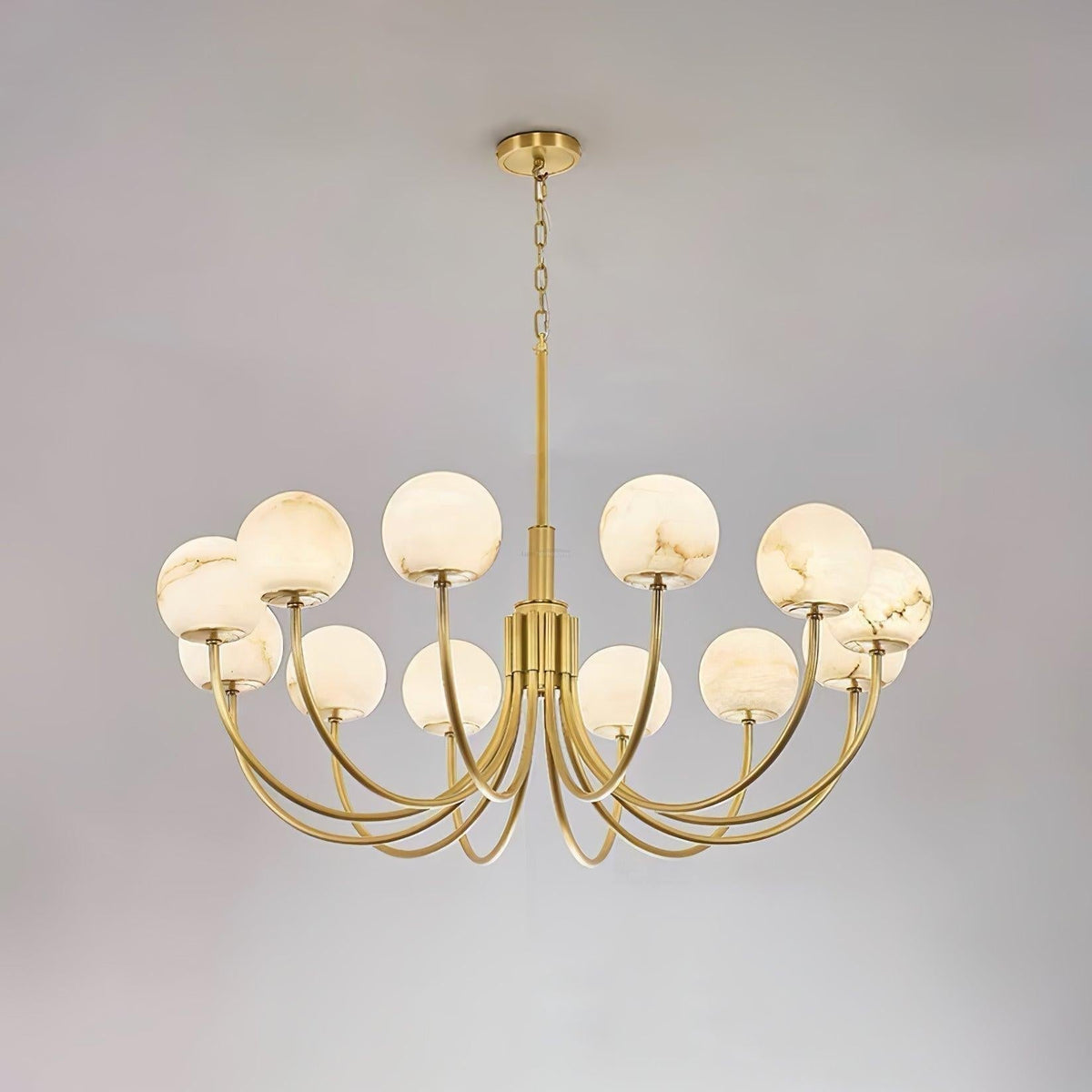 Aurelian Alabaster Globe Chandelier with 6/8/10/12 heads - Zelno Lighting