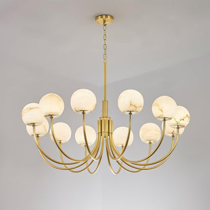 Aurelian Alabaster Globe Chandelier with 6/8/10/12 heads - Zelno Lighting