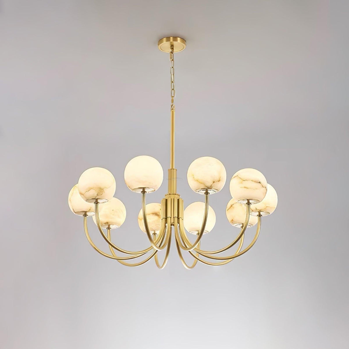 Aurelian Alabaster Globe Chandelier with 6/8/10/12 heads - Zelno Lighting