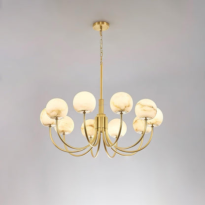 Aurelian Alabaster Globe Chandelier with 6/8/10/12 heads - Zelno Lighting