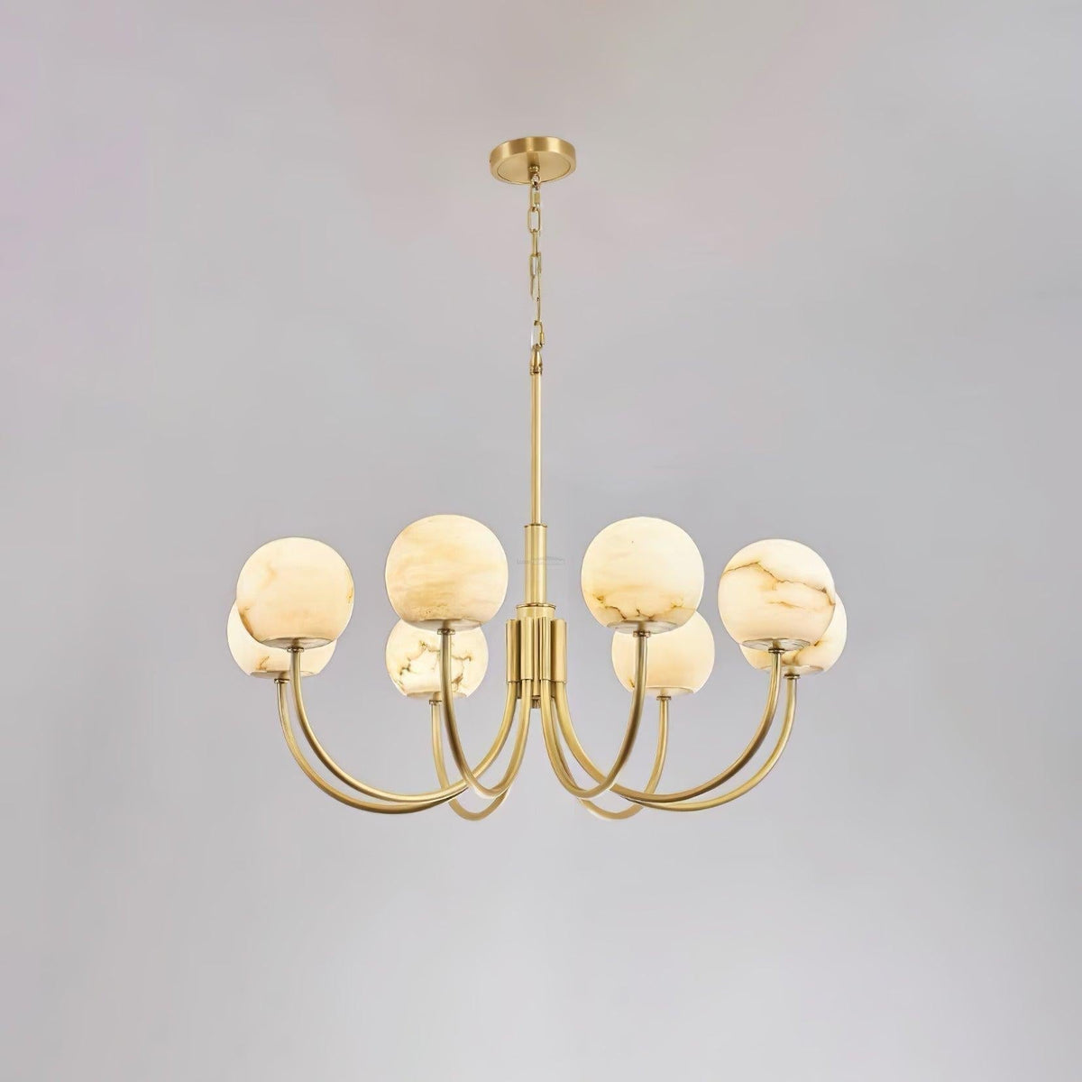 Aurelian Alabaster Globe Chandelier with 6/8/10/12 heads - Zelno Lighting