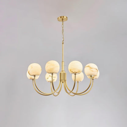 Aurelian Alabaster Globe Chandelier with 6/8/10/12 heads - Zelno Lighting