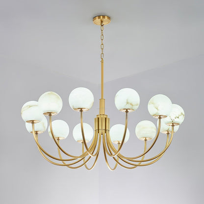 Aurelian Alabaster Globe Chandelier with 6/8/10/12 heads - Zelno Lighting