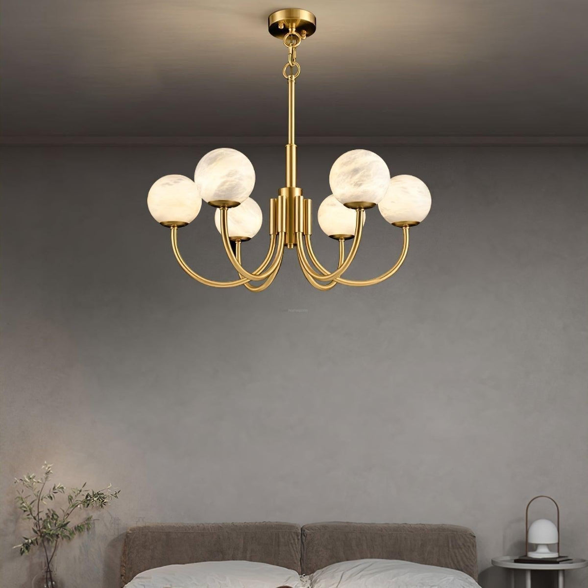 Aurelian Alabaster Globe Chandelier with 6/8/10/12 heads - Zelno Lighting