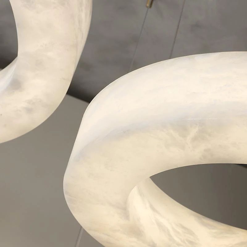 Aurora Alabaster Living Room Round Pendant Chandelier - Zelno