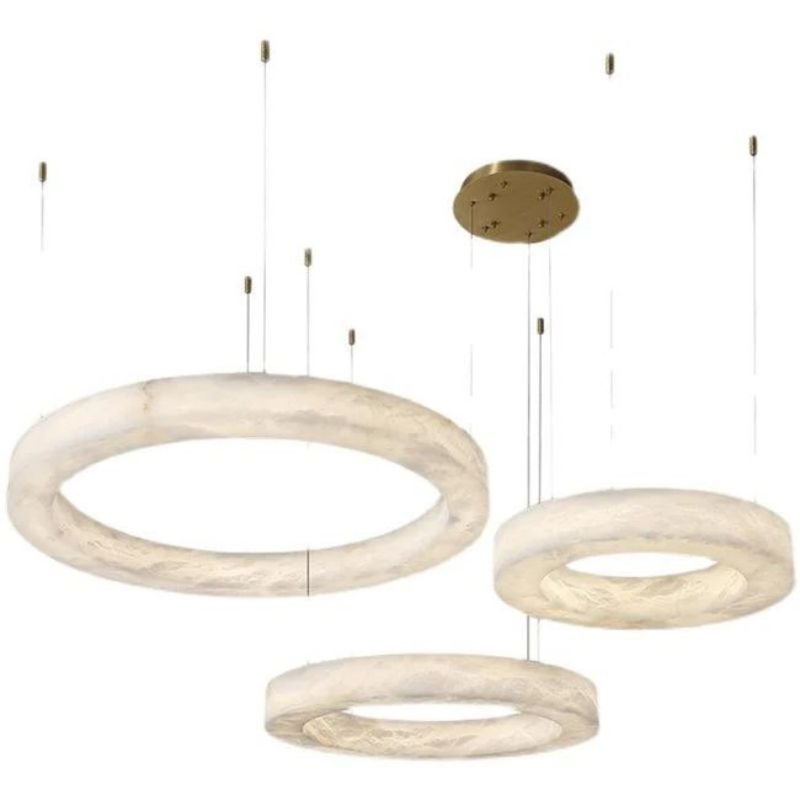 Aurora Alabaster Living Room Round Pendant Chandelier - Zelno