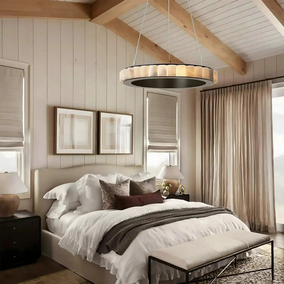 Avalon Alabaster Round Chandelier - Zelno Lighting