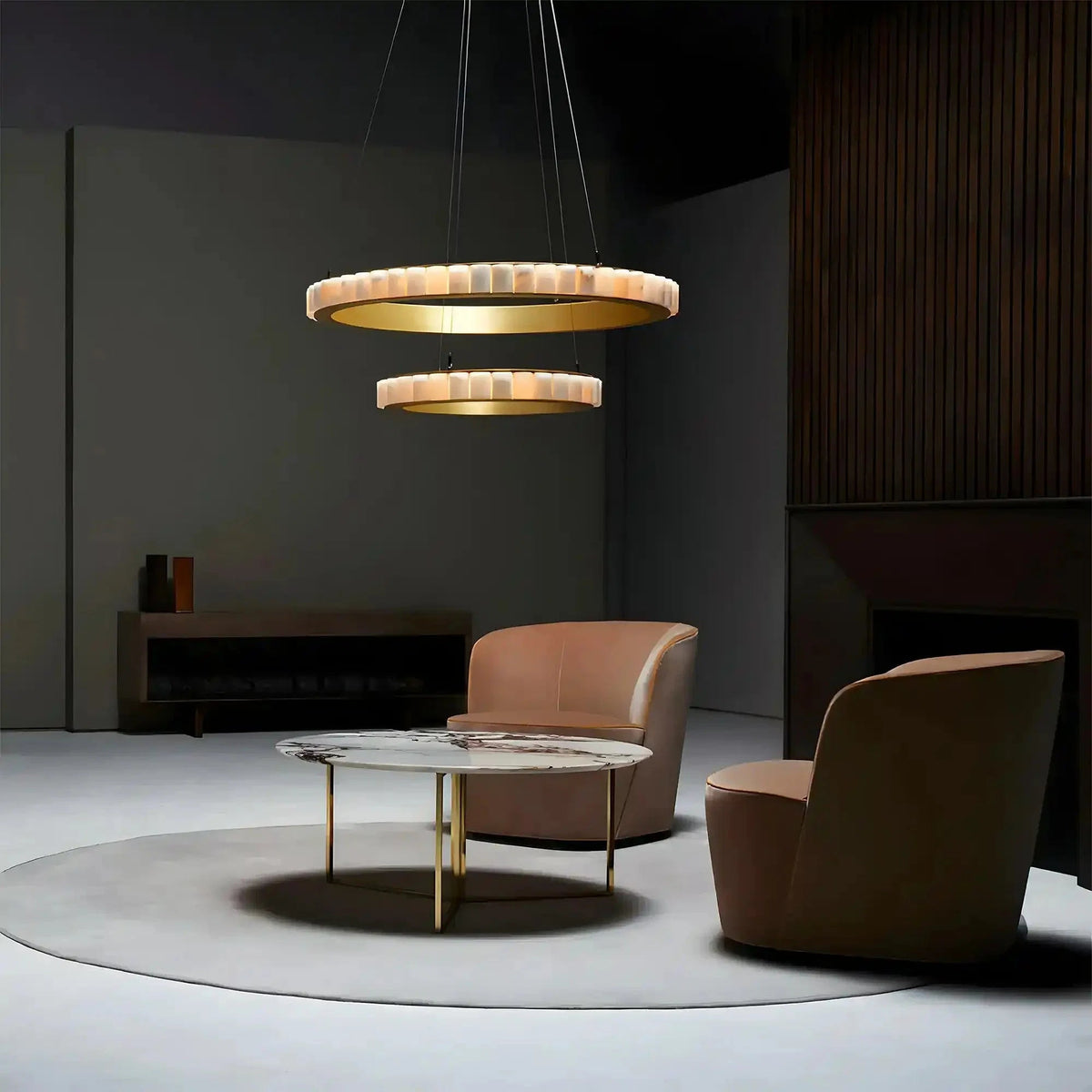Avalon Alabaster Round Chandelier - Zelno Lighting