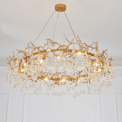 Avis Clear Crystal Ring Branch Chandelier - Zelno Lighting