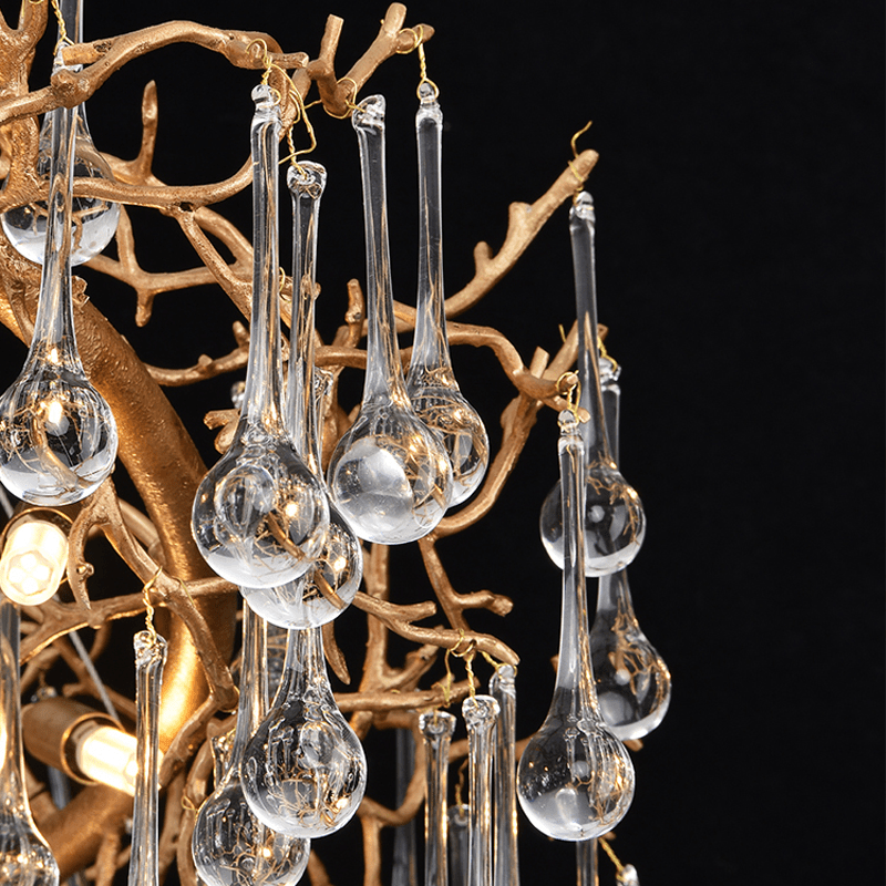 Avis Clear Crystal Ring Branch Chandelier - Zelno Lighting