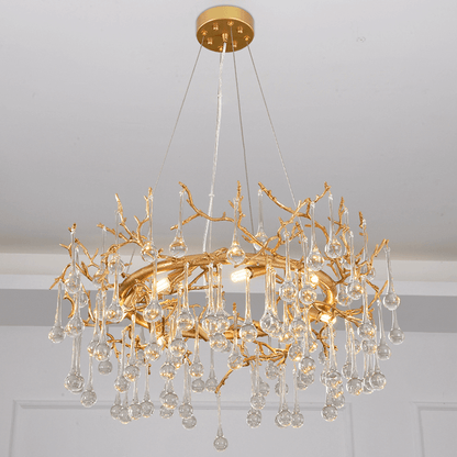 Avis Clear Crystal Ring Branch Chandelier - Zelno Lighting