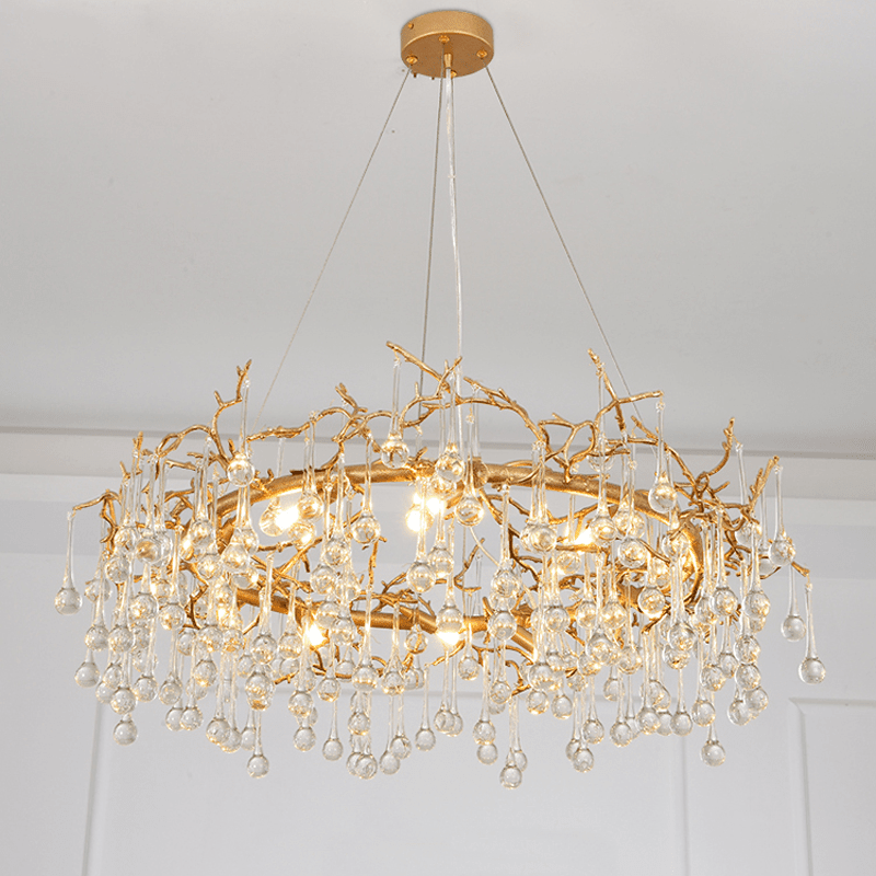 Avis Clear Crystal Ring Branch Chandelier - Zelno Lighting