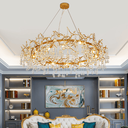Avis Clear Crystal Ring Branch Chandelier - Zelno Lighting