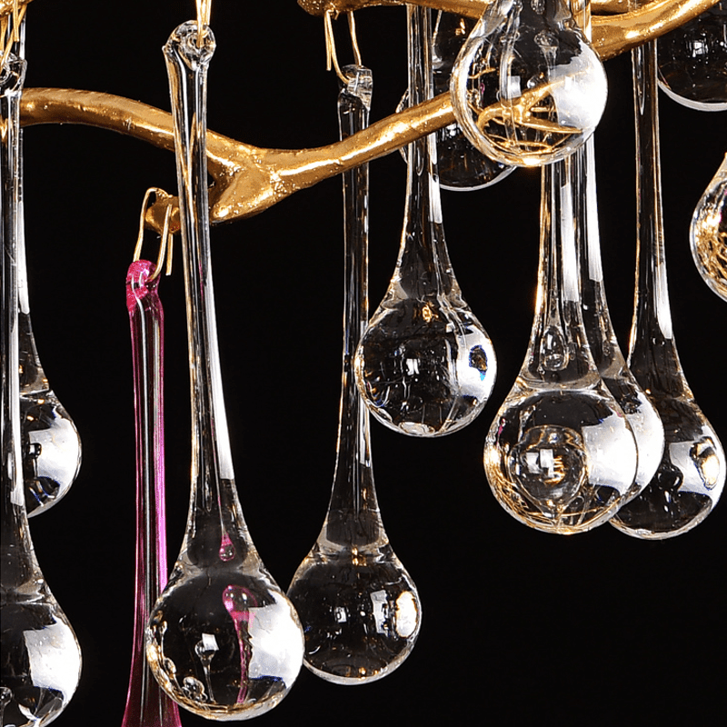 Avis Colorful Crystal Rain Aluminum Branch Chandelier - Zelno Lighting