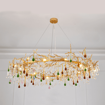 Avis Colorful Crystal Rain Branch Chandelier - Zelno Lighting