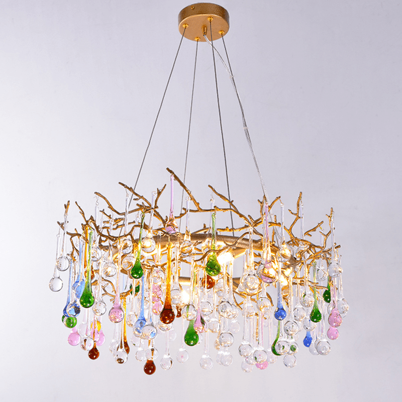 Avis Colorful Crystal Rain Branch Chandelier - Zelno Lighting
