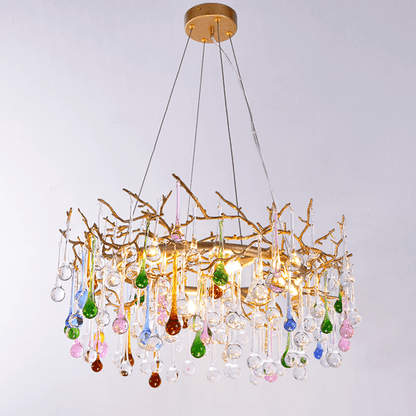 Avis Colorful Crystal Rain Branch Chandelier - Zelno Lighting