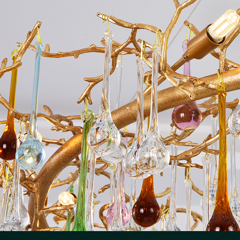 Avis Colorful Crystal Rain Branch Chandelier - Zelno Lighting