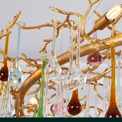 Avis Colorful Crystal Rain Branch Chandelier - Zelno Lighting