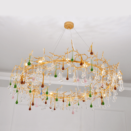 Avis Colorful Crystal Rain Branch Chandelier - Zelno Lighting