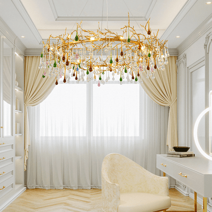 Avis Colorful Crystal Rain Branch Chandelier - Zelno Lighting