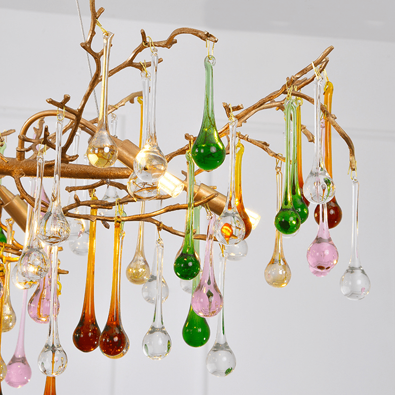 Avis Colorful Crystal Rain Branch Chandelier - Zelno Lighting