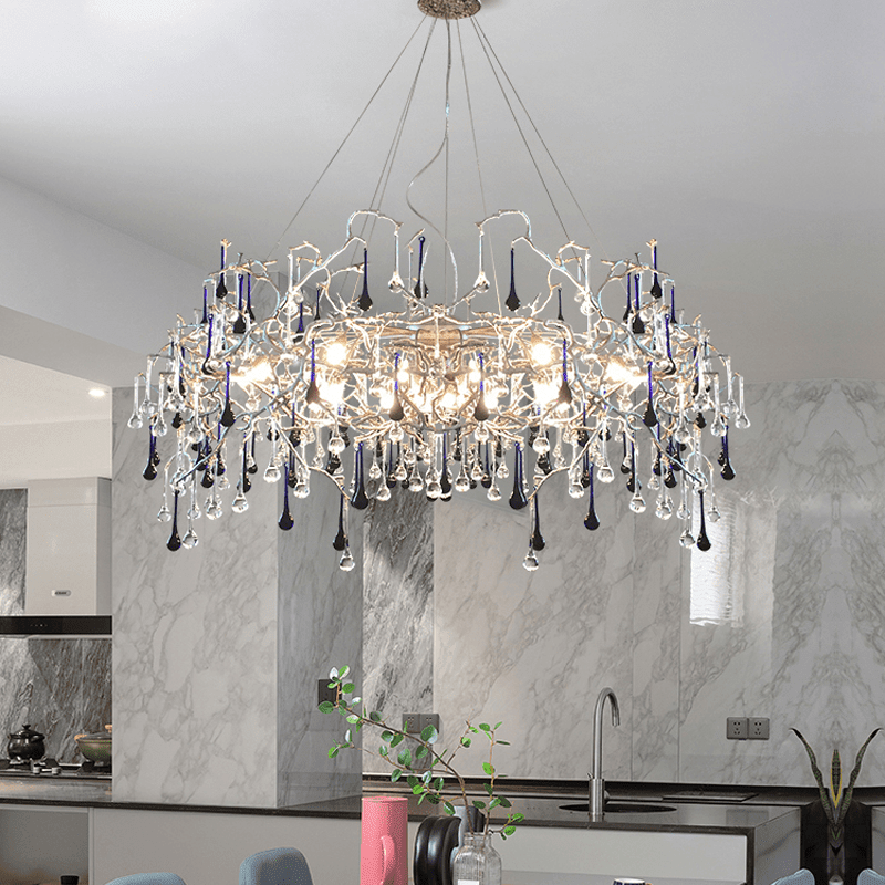 Avis Crystal Rain Branch Chandelier - Zelno Lighting