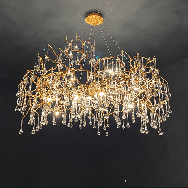 Avis Crystal Rain Branch Chandelier - Zelno Lighting