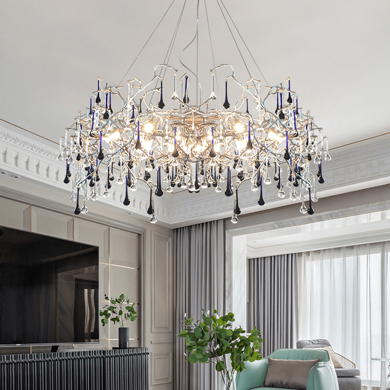 Avis Crystal Rain Branch Chandelier - Zelno Lighting
