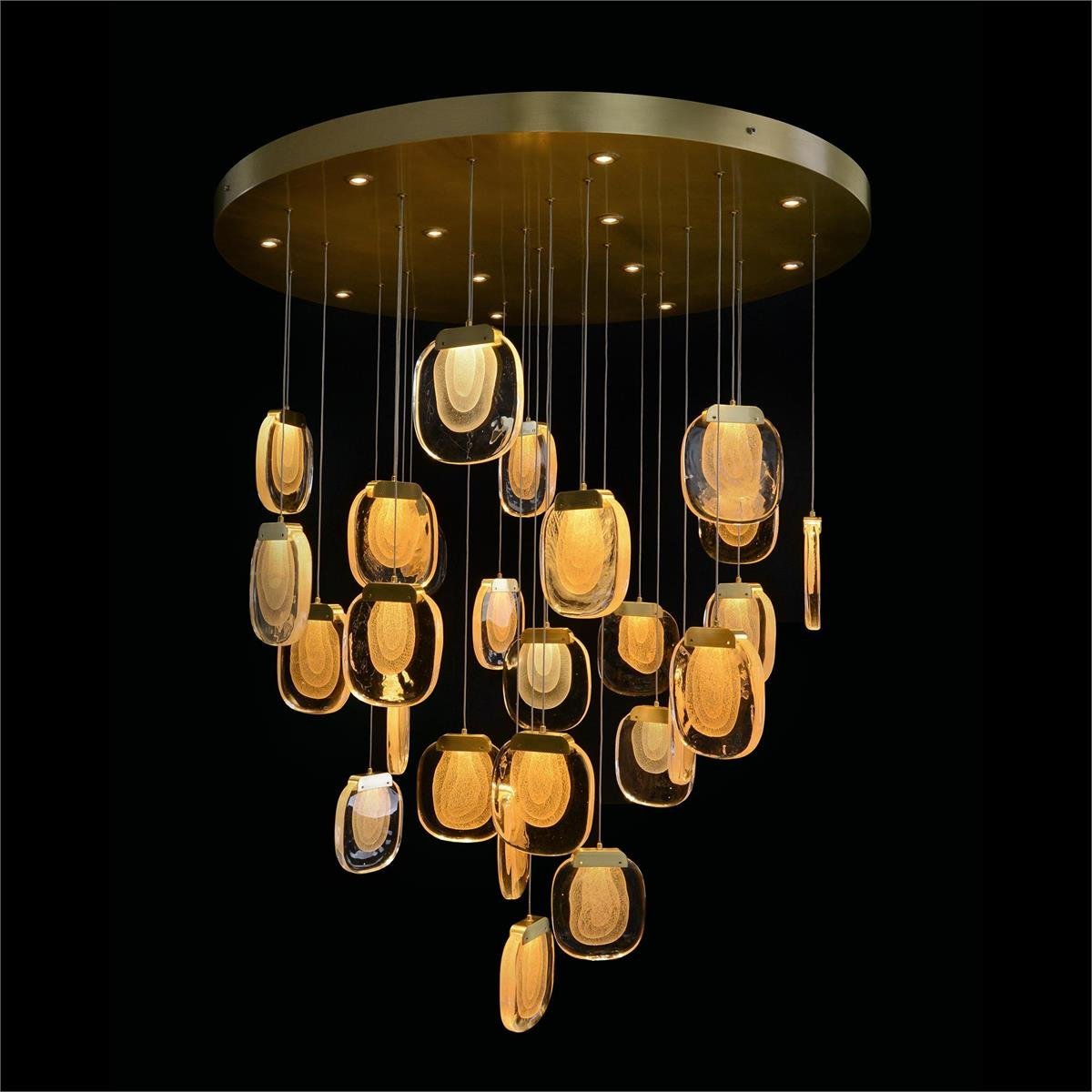 Bansho Layered Glass Thirty-Nine-Light Drop Pendant Chandelier - Zelno Lighting