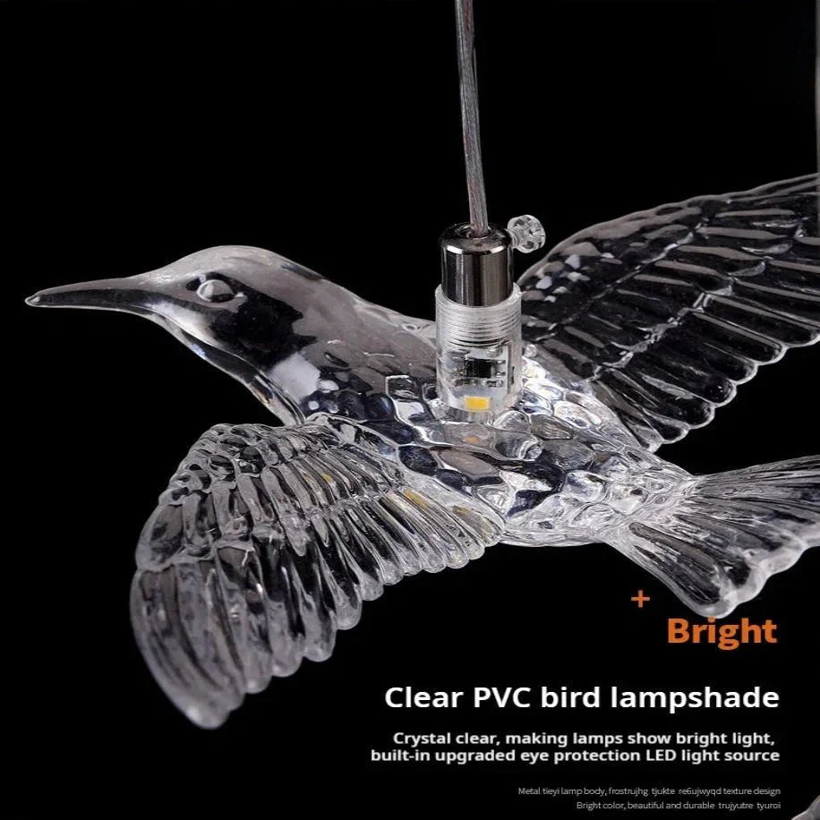 Bird Spiral Long Led Chandelier for Staircase and Foyer - Zelno Lighting