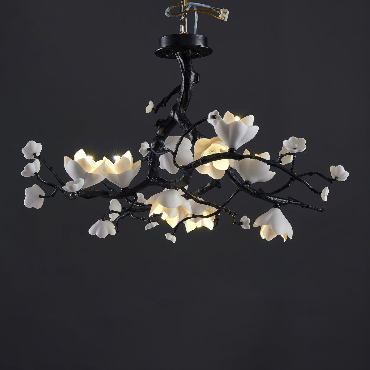 Black Branch Copper Tree Chandelier - Zelno Lighting