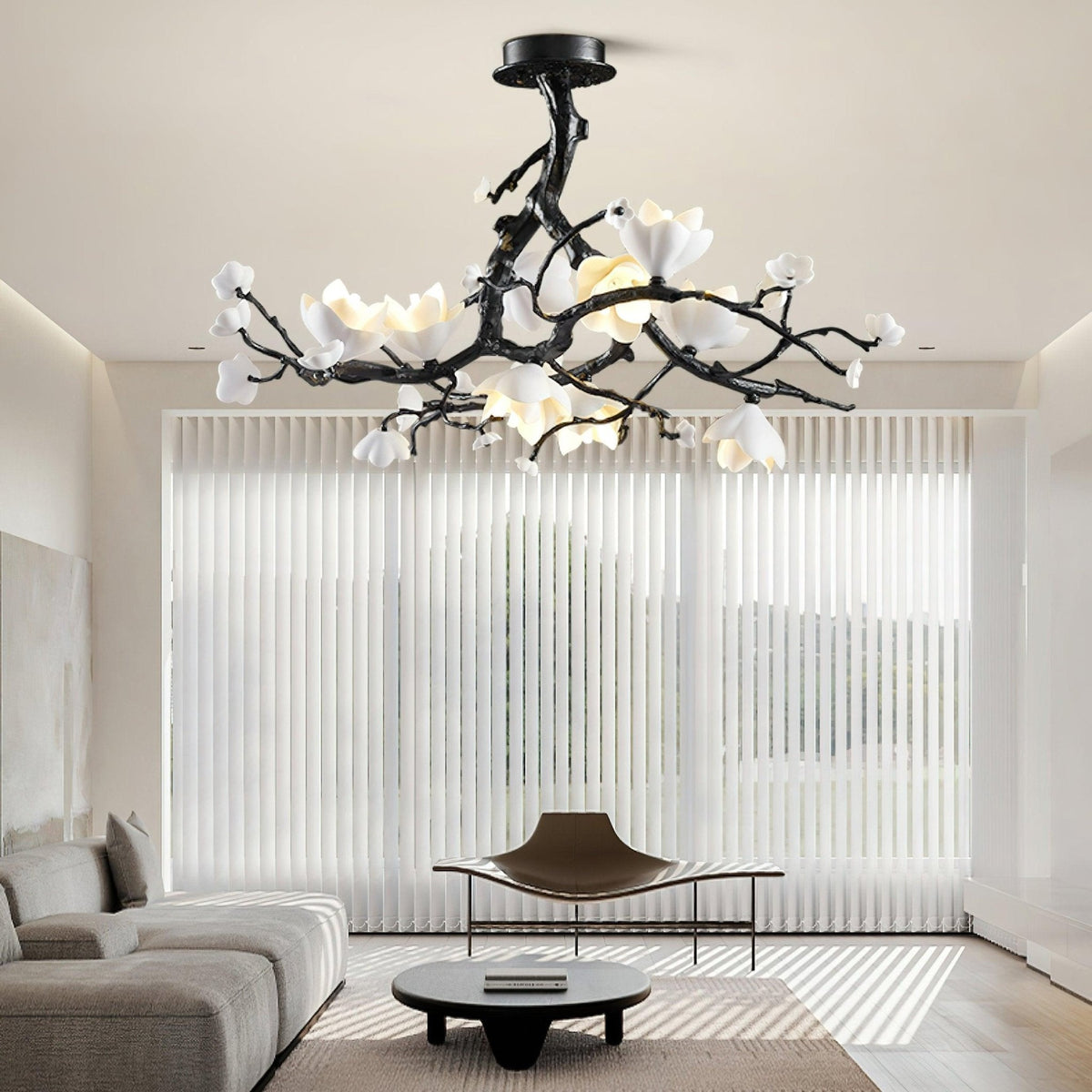 Black Branch Copper Tree Chandelier - Zelno Lighting