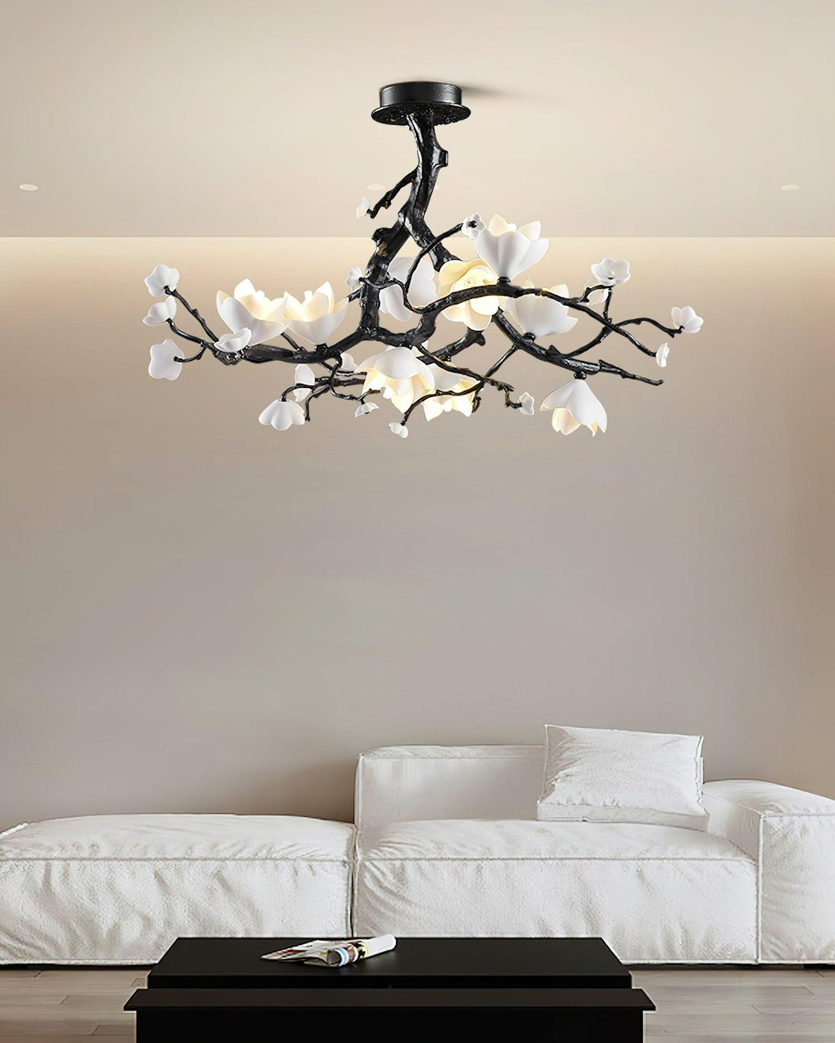 Black Branch Copper Tree Chandelier - Zelno Lighting