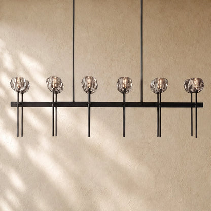 Boulee de Cristal Double Linear Chandelier 60"