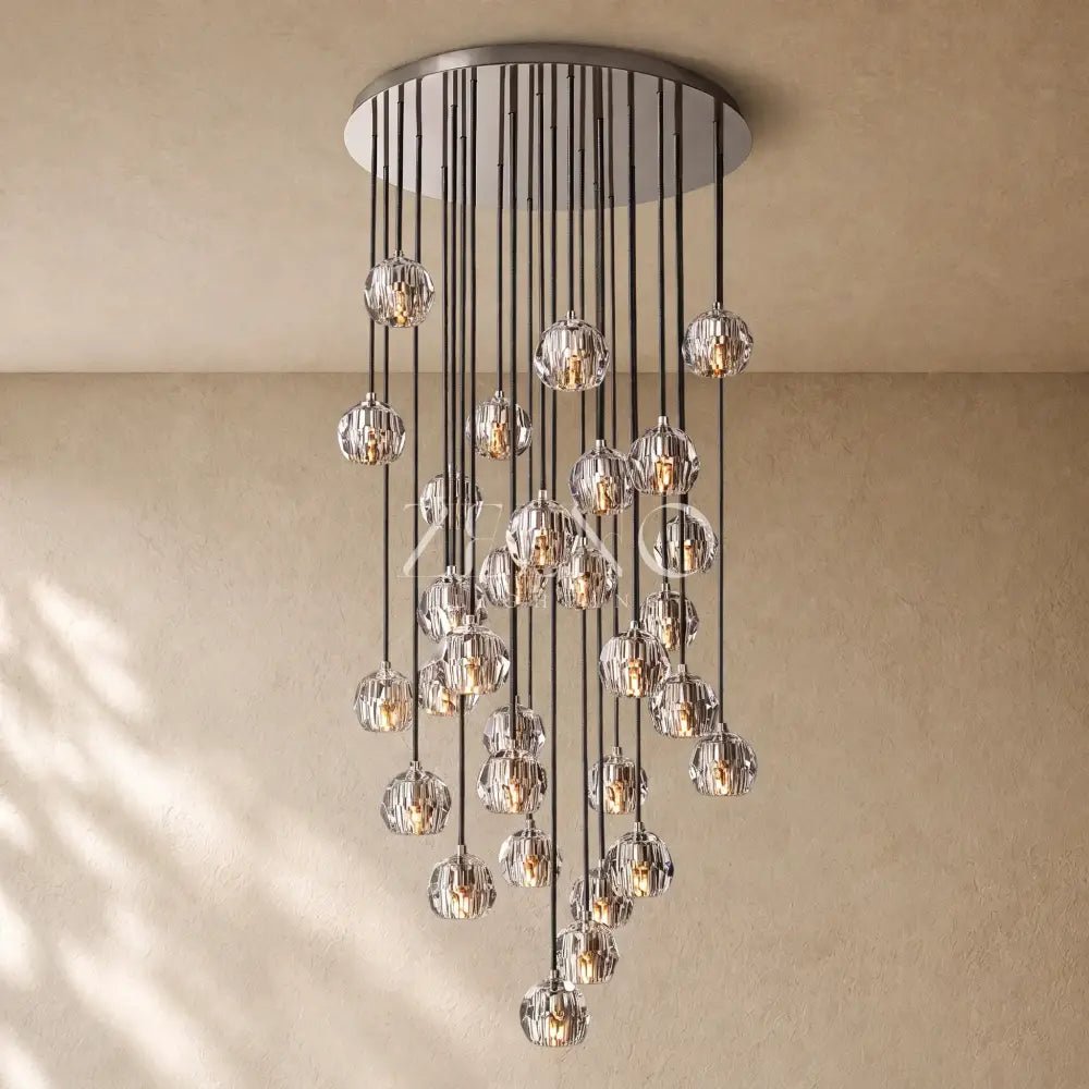 Boulee de Cristal Glass Round Cluster Chandelier - Zelno