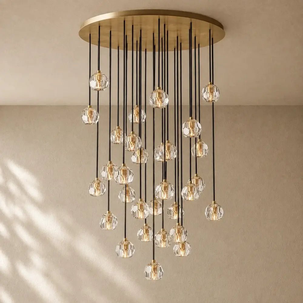 Boulee de Cristal Glass Round Cluster Chandelier - Zelno