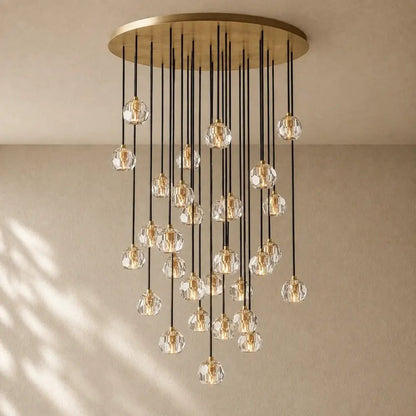 Boulee de Cristal Glass Round Cluster Chandelier - Zelno