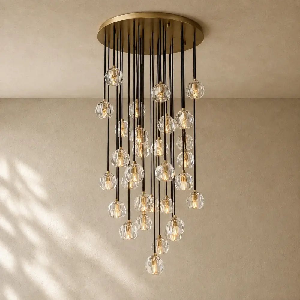 Boulee de Cristal Glass Round Cluster Chandelier - Zelno