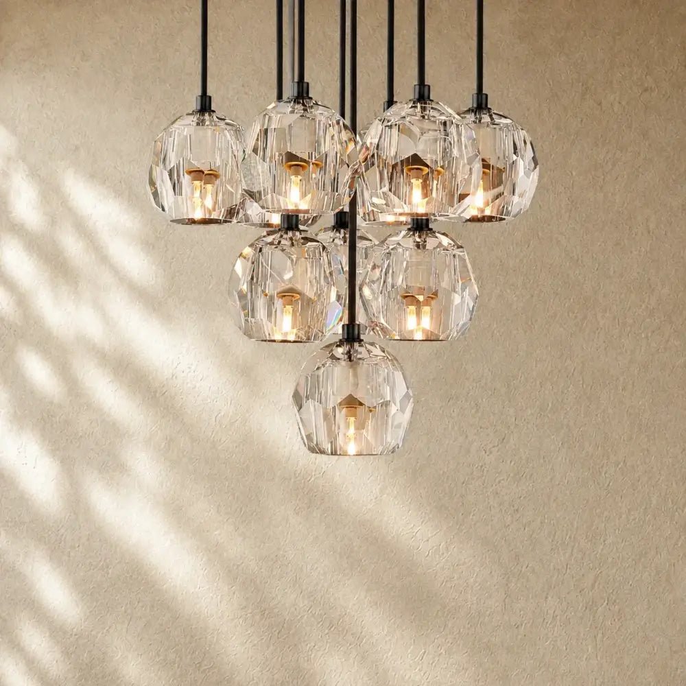 Boulee de Cristal Glass Round Cluster Chandelier - Zelno