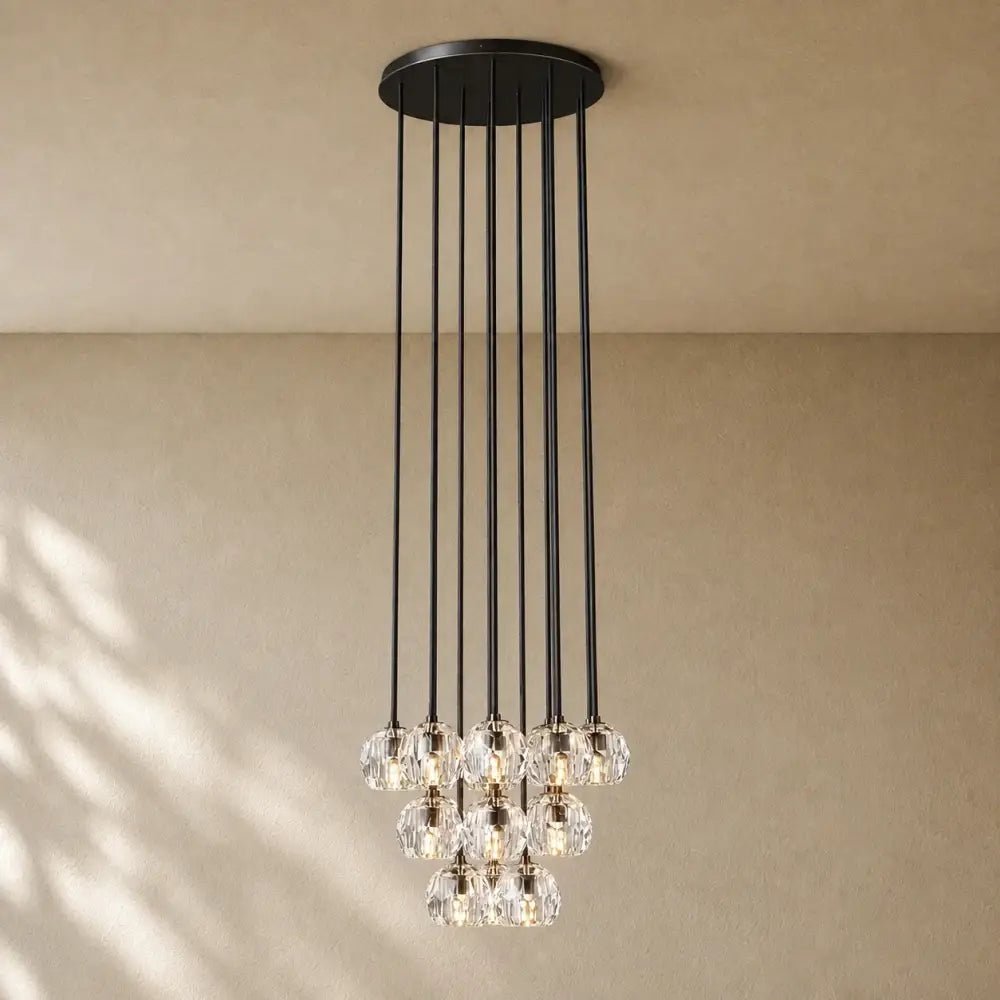 Boulee de Cristal Glass Round Cluster Chandelier - Zelno