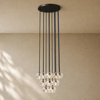Boulee de Cristal Glass Round Cluster Chandelier - Zelno