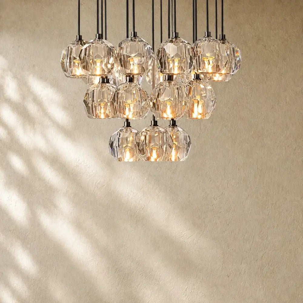 Boulee de Cristal Glass Round Cluster Chandelier - Zelno