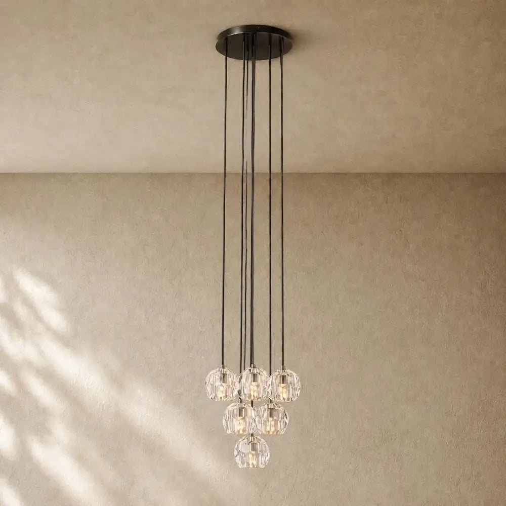 Boulee de Cristal Glass Round Cluster Chandelier - Zelno