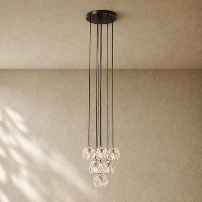 Boulee de Cristal Glass Round Cluster Chandelier - Zelno